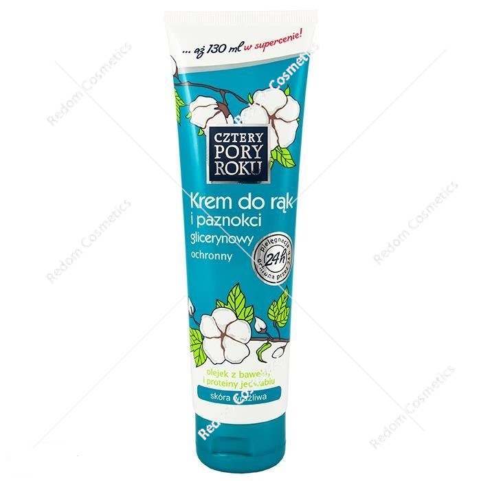 Cztery Pory Roku glicerynowy krem do rąk i paznokci ochronny Bawełna 130ml