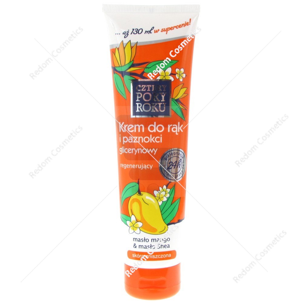 Cztery Pory Roku glicerynowy  krem do rąk i paznokci regenerujący masło mango 130ml