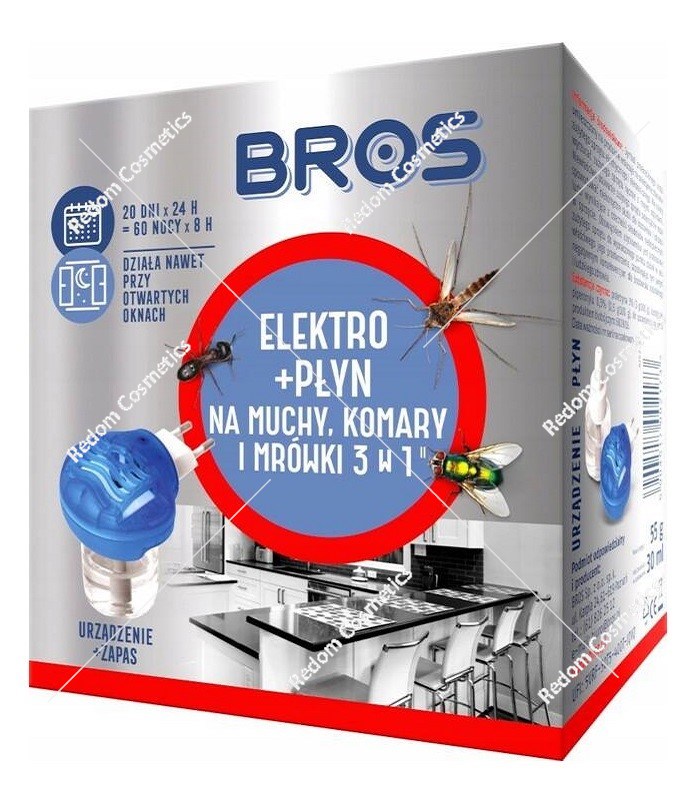 BROS Elektro urządzenie + płyn na komary, muchy, mrówki