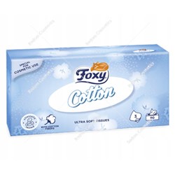 Foxy Cotton chusteczki higieniczne bezzapachowe 3 warstwowe 90 sztuk