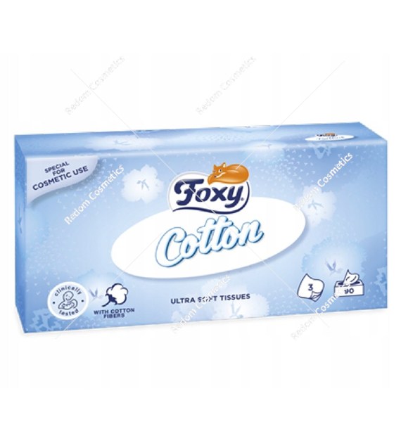 Foxy Cotton chusteczki higieniczne bezzapachowe 3 warstwowe 90 sztuk