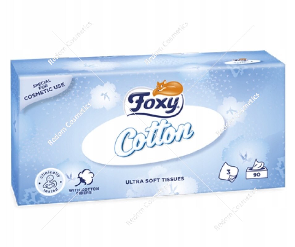 Foxy Cotton chusteczki higieniczne bezzapachowe 3 warstwowe 90 sztuk