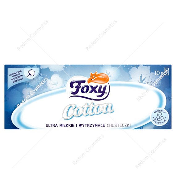 Foxy Cotton Ultra miękkie i wytrzymałe chusteczki higieniczne 10 paczek