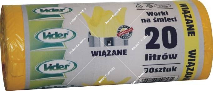 Lider worki na śmieci wiązane 20l. A'30 żółte