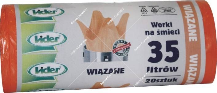 Lider worki na śmieci wiązane 35l. A'20 Pomarańczowe