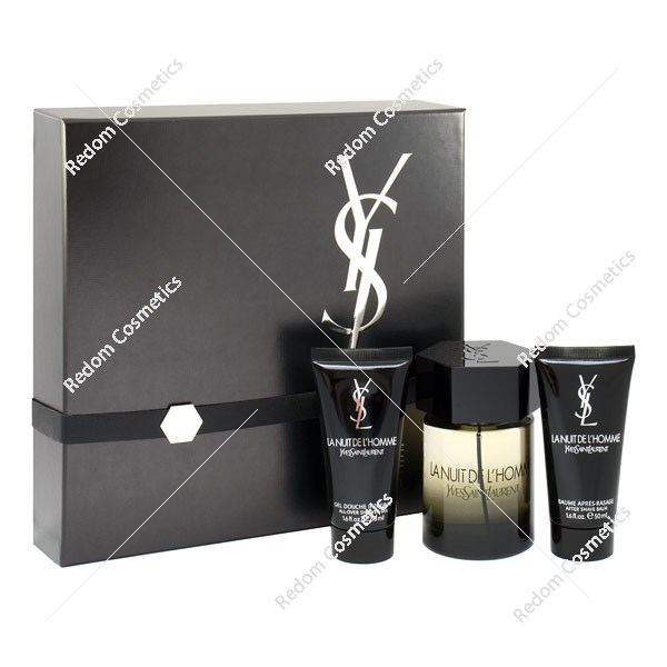 Yves Saint Laurent La nuit de L Homme woda toaletowa 100 ml spray + balsam po goleniu 50 ml + żel pod prysznic 50 ml