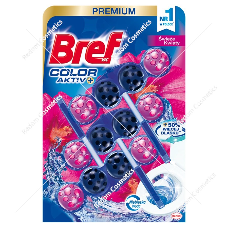 Bref Blue Color Activ zawieszka do WC 3x50g  Świeże Kwiaty