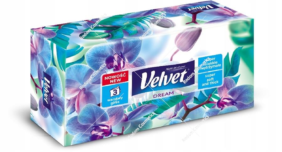 Velvet chusteczki 3-warstwowe 90 sztuk kartonik