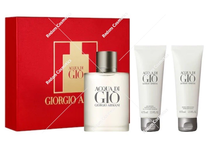 Giorgio Armani Acqua Di Gio Pour Homme woda toaletowa 100 ml + balsam po goleniu 75 ml+ żel pod prysznic 75 ml