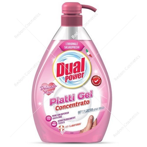 DUAL POWER Antybakteryjny żel do mycia naczyń Delikatne Dłonie, 1000ml z pompką