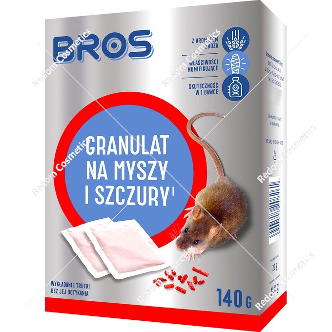 Bros granulat na myszy i szczury 140 g.