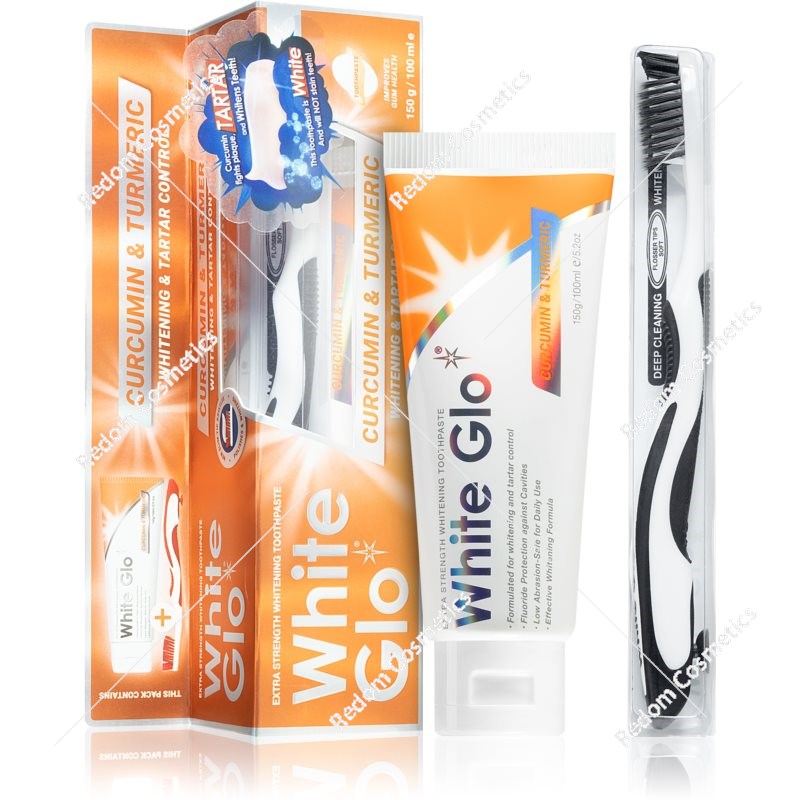 White Glo Curcumin & Turmeric Toothpaste wybielająca pasta do zębów z kurkuminą i kurkumą 150g/100ml + szczoteczka