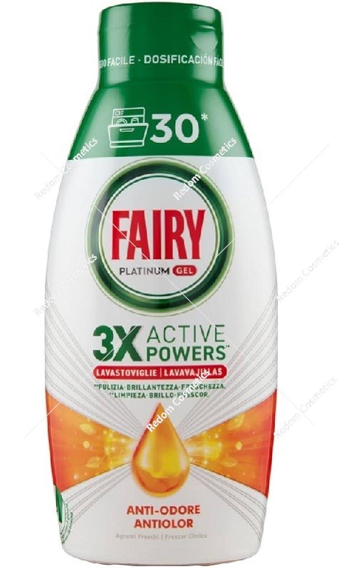 Fairy Platinum żel do zmywarki na 30 myć 600ml Agrumi