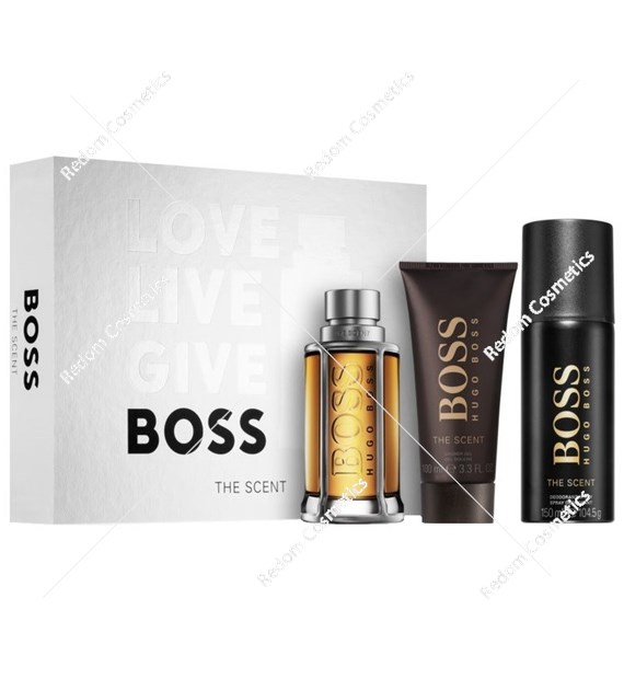 Boss The Scent woda toaletowa dla mężczyzn 100 ml + dezodorant 150 ml + żel pod prysznic 100 ml