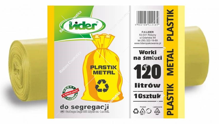 Lider worki na śmieci mocne 120L A'10 Plastik i Metal