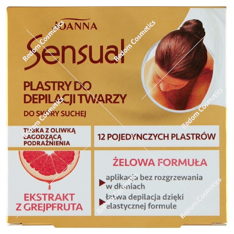 Joanna Sensual żelowe plastry do depilacji twarzy z grejpfrutem 12 szt