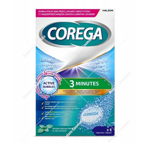 Corega Tabs 3 minutowa tabletka czyszcząca do protez zębowych 6 sztuk