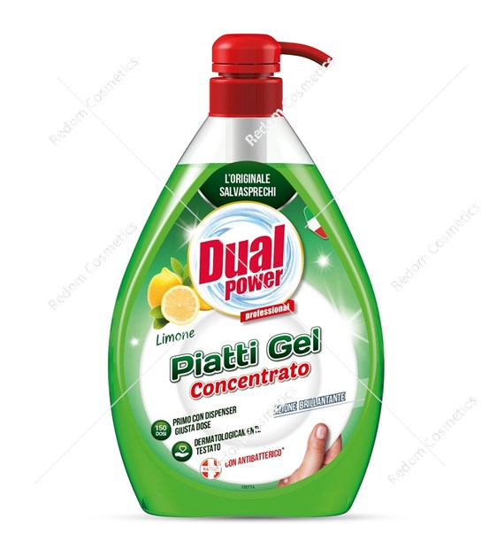 DUAL POWER  żel do mycia naczyń Cytrynowy, 1000ml z pompką