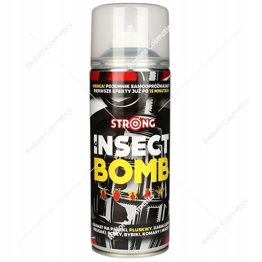 Bomba dymna przeciwko karaluchom, komarom, molom, mrówkom, muchom, osom, pajakom, pchlom, pluskwom, rybikom Strong 400ml