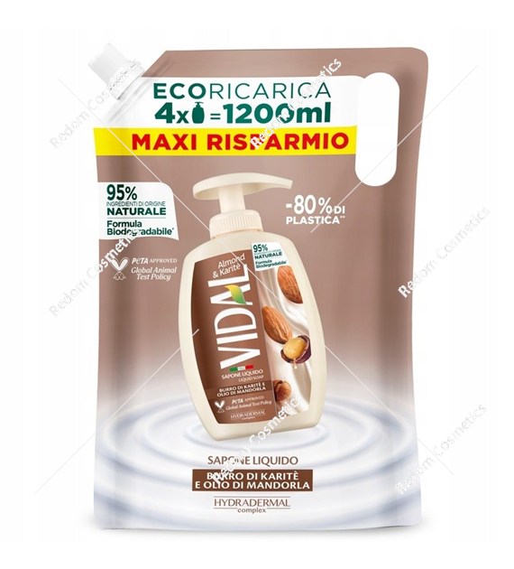 Vidal mydło w płynie Almond&Karite uzupełnienie 1.2 litra