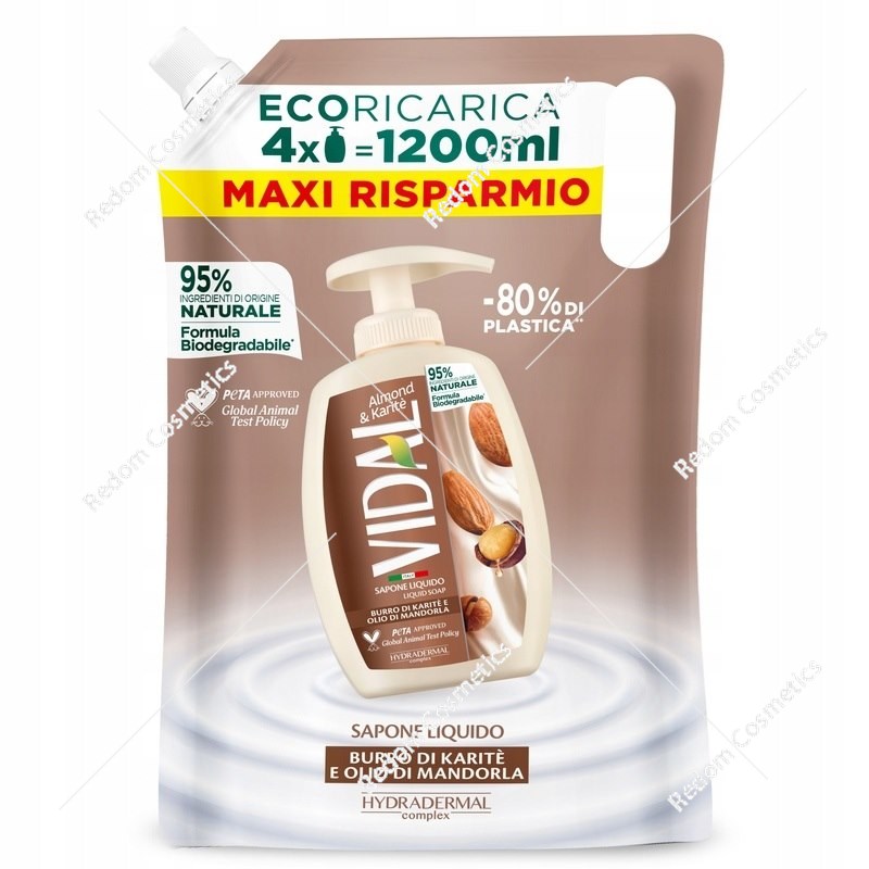 Vidal mydło w płynie Almond&Karite uzupełnienie 1.2 litra