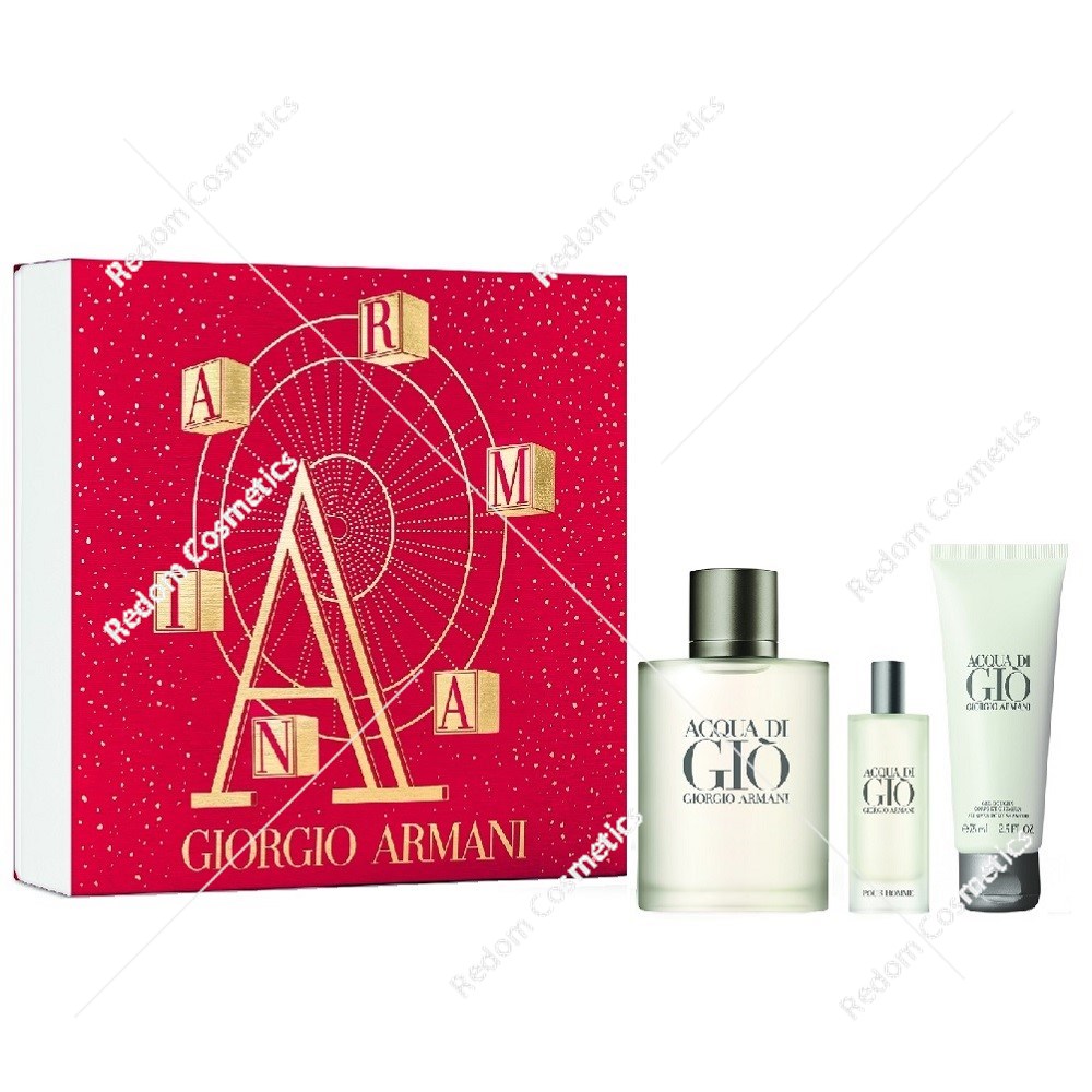 Giorgio Armani Acqua Di Gio Pour Homme woda toaletowa 100 ml + woda toaletowa 15 ml + żel pod prysznic 75 ml