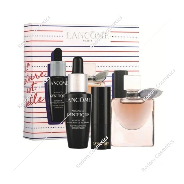 Lancome La Vie zestaw woda perfumowana 4 ml + krem Advanced Genifique 10 ml + pomadka