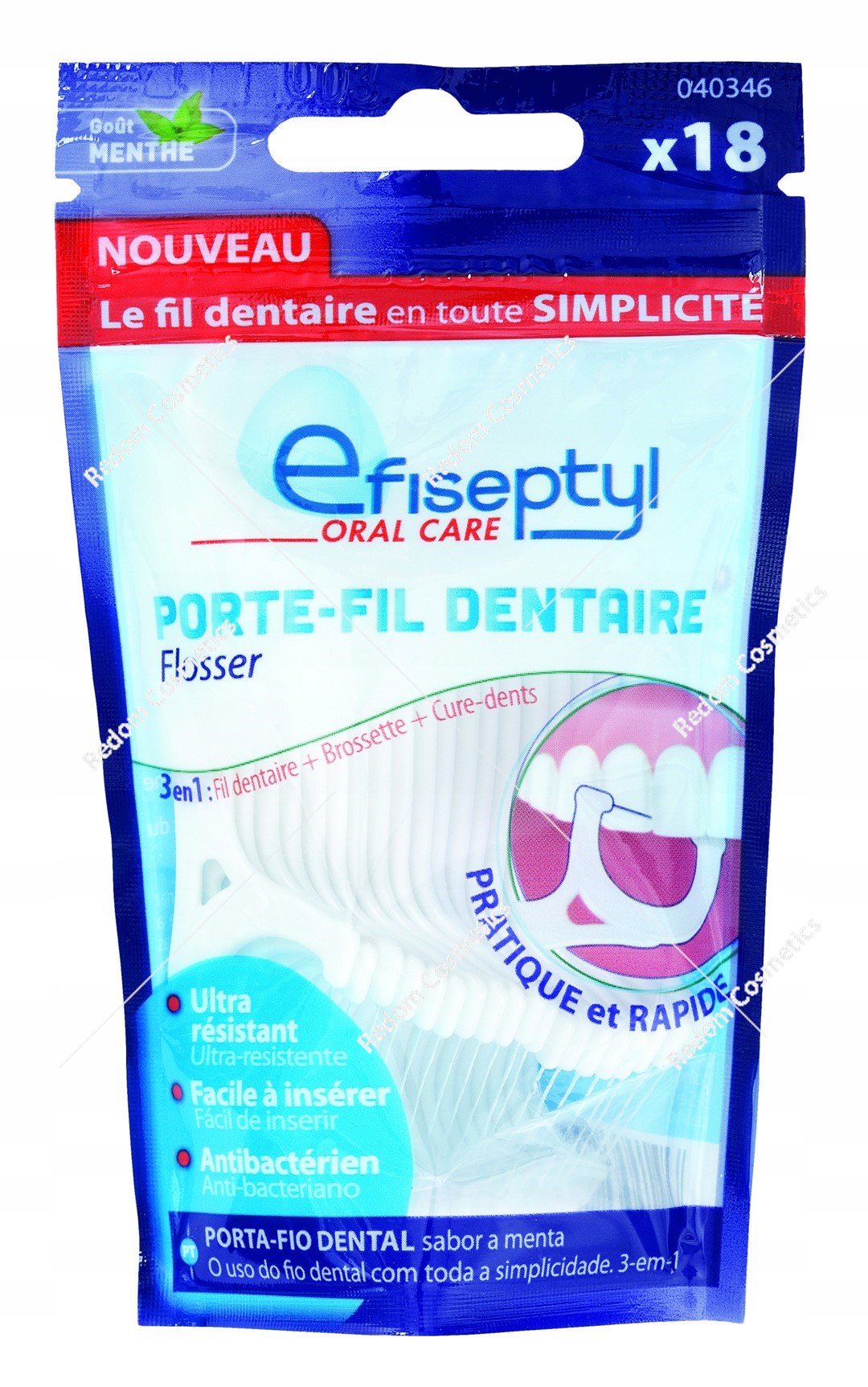 EFISEPTIL nić dentystyczna flosser 3w1 szczoteczka 18 sztukowe/opakowanie