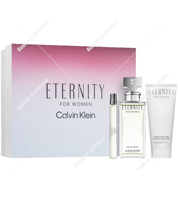 Calvin Klein Eternity woda perfumowana dla kobiet 100 ml + woda perfumowana 10 ml + balsam do ciała 100 ml
