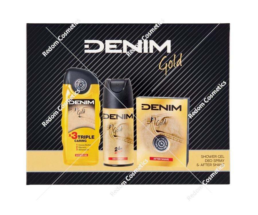 Denim Gold zestaw woda po goleniu 100 ml + dezodorant 150 ml + żel pod prysznic 250 ml