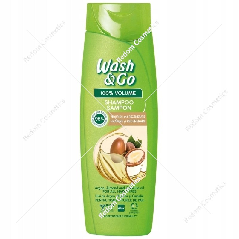 Wash&Go szampon argan, migdał, olejek kameliowy 360ml