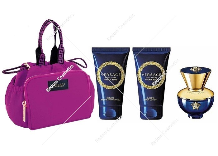 Versace Dylan Blue Pour Femme woda perfumowana 100 ml + balsam do ciała 100 ml + żel pod prysznic 100 ml + kosmetyczka
