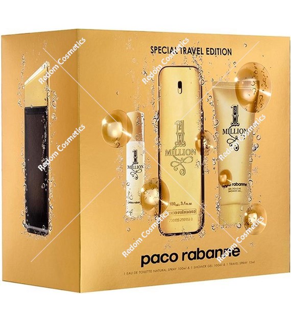 Paco Rabanne 1 Million woda toaletowa 100 ml + woda toaletowa 15 ml + zel pod prysznic 100 ml