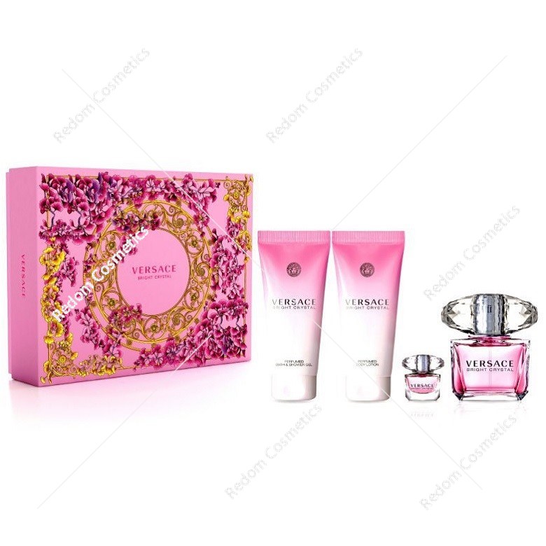 Versace Bright Crystal woda toaletowa 90 ml + woda toaletowa 5 ml + balsam do ciała 100 ml + żel pod prysznic 100 ml