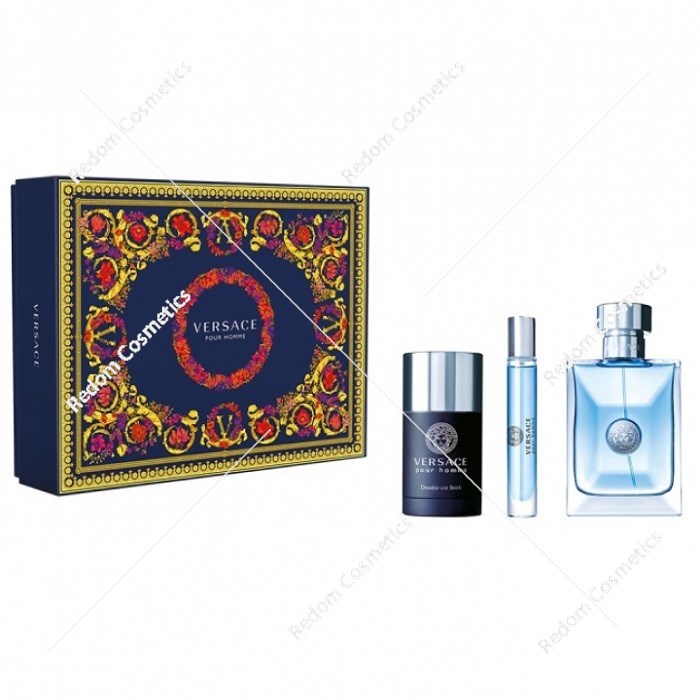 Versace Pour Homme woda toaletowa 100 ml spray + woda toaletowa 10 ml +  dezodorant  sztyft 75 ml