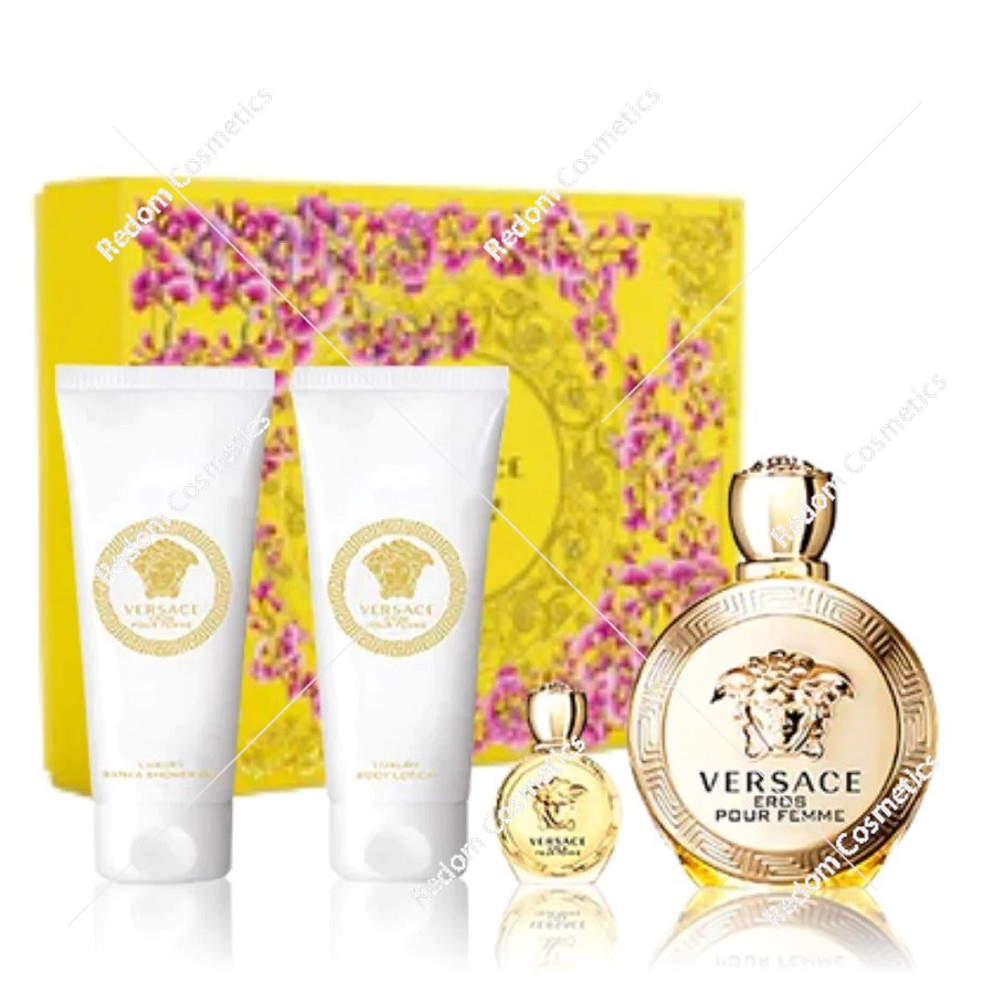 Versace Eros Pour Femme woda perfumowana 100 ml + woda perfumowana 5 ml + balsam do ciała 100 ml + żel pod prysznic 100 ml