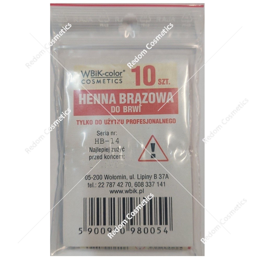 WBiK henna do brwi brązowa 10 sztuk