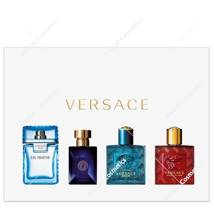 Versace Collection zestaw miniatur Man eau fraiche 5ml + Dylan Blue 5ml + Eros 5ml + Eros Flame 5ml