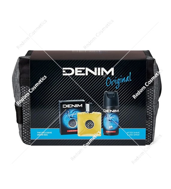 Denim Original zestaw  płyn po goleniu 100ml + dezodorant 150 ml + kosmetyczka