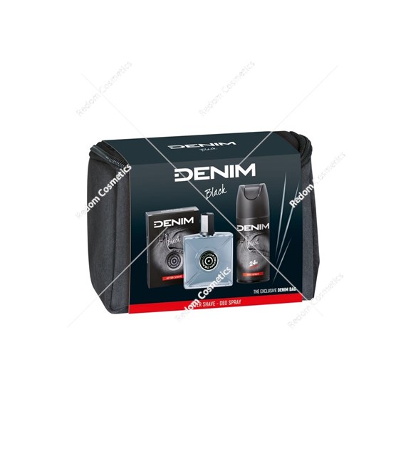 Denim Black zestaw  płyn po goleniu 100ml + dezodorant 150 ml + kosmetyczka