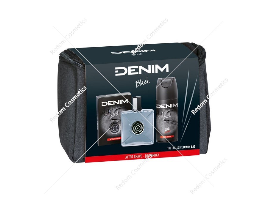 Denim Black zestaw  płyn po goleniu 100ml + dezodorant 150 ml + kosmetyczka