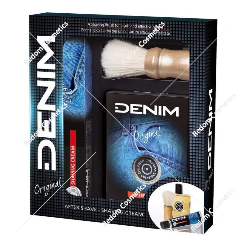 Denim Original zestaw krem do golenia+ pędzel+ woda po goleniu 100 ml