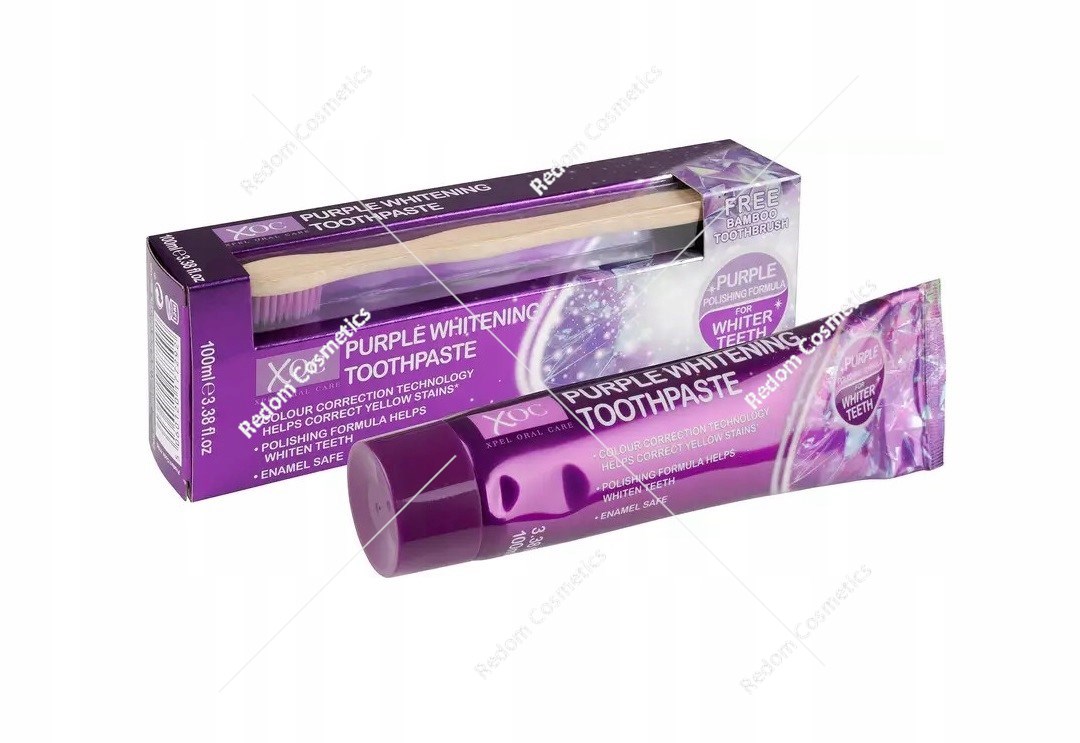 XOC Purple węglowa czarna pasta do zębów 100ml + szczoteczka bambusowa