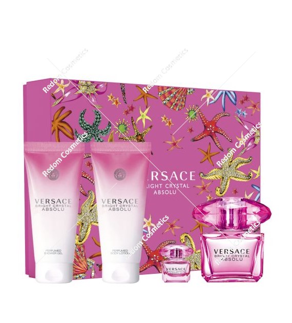 Versace Bright Crystal Absolu woda perfumowana dla kobiet 90 ml + woda perfumowana 5 ml + balsam do ciała 100 ml + żel pod prysznic 100 ml