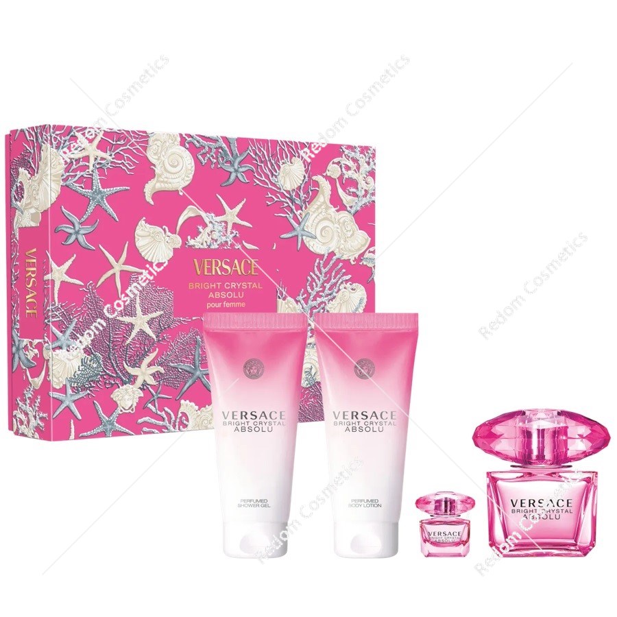 Versace Bright Crystal Absolu woda perfumowana dla kobiet 90 ml + woda perfumowana 5 ml + balsam do ciała 100 ml + żel pod prysznic 100 ml