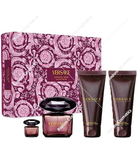 Versace Crystal Noir woda perfumowana dla kobiet 90 ml + woda perfumowana 5 ml + balsam do ciała 100 ml + żel pod prysznic 100 ml