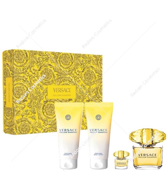 Versace Yellow Diamond woda toaletowa dla kobiet 90 ml + woda toaletowa 5 ml + balsam do ciała 100 ml+ żel pod prysznic 100 ml