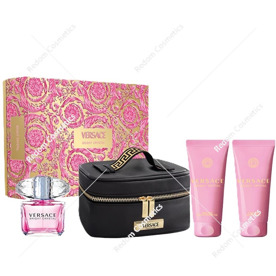Versace Bright Crystal woda toaletowa dla kobiet 90 ml + balsam do ciała 100 ml + żel pod prysznic 100 ml + kosmetyczka