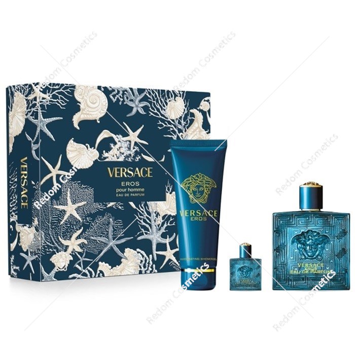 Versace Eros woda perfumowana dla mężczyzn 100 ml + woda perfumowana 5 ml + perfumowany żel pod prysznic 150 ml