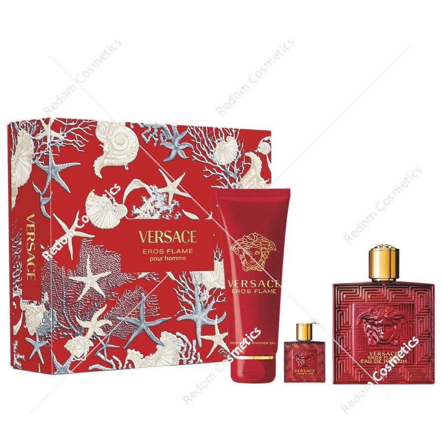 Versace Eros Flame woda perfumowana dla mężczyzn 100 ml + woda perfumowana 5 ml + perfumowany żel pod prysznic 150 ml